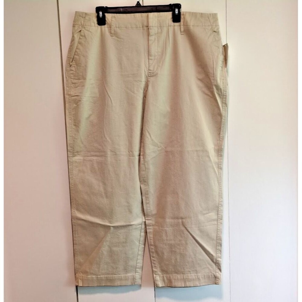 NWT A New Day Chino Pants Women's 16 R Tan High Rise Straight Hip &Thigh Khaki